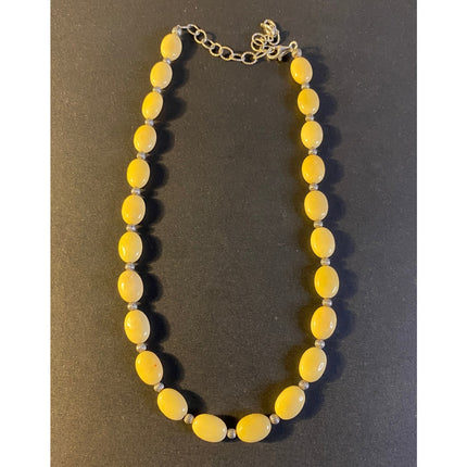 Sterling Silver Carolyn Pollack Yellow Jasper Beaded Necklace 18”