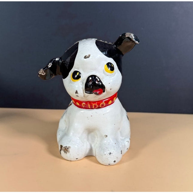Hubley Fido Cast Iron Dog Still Bank Vintage Coin Bank 5"