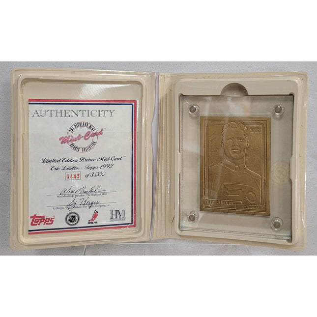 1992 Eric Lindros Highland Mint Limited Edition Bronze Card #0443/3000 w/ COA