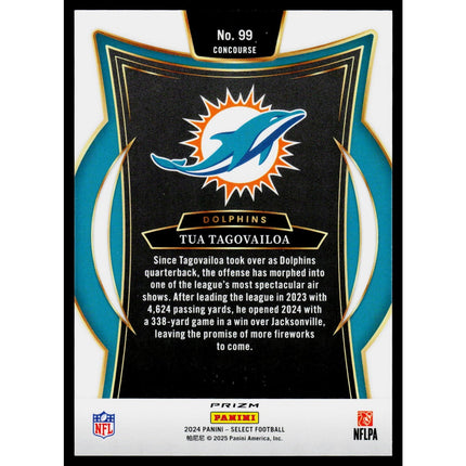 Tua Tagovailoa 2024 Panini Select Orange Prizm Shock #99 SN Miami Dolphins