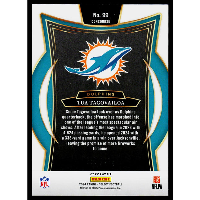 Tua Tagovailoa 2024 Panini Select Orange Prizm Shock #99 SN Miami Dolphins