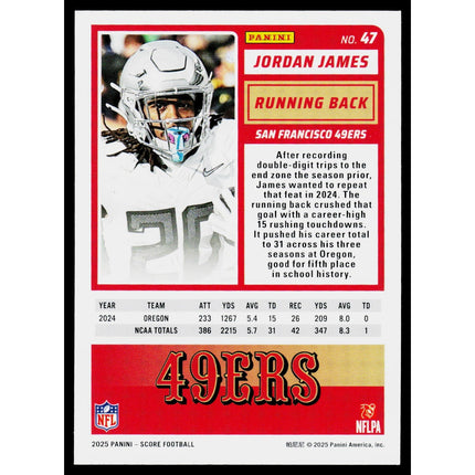 Jordan James 2025 Score-A-Treat #47 RC San Francisco 49ers