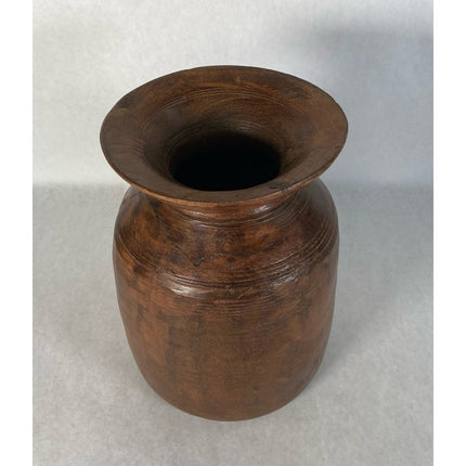 Vintage Handmade Wooden Pot Urn Blue Splatter 8.5"