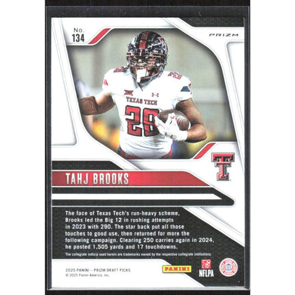 Tahj Brooks 2025 Panini Prizm Draft Picks Prizms Gold Ice #134 Texas Tech