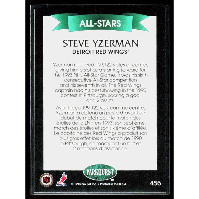 Steve Yzerman 1992-93 Parkhurst #456 Detroit Red Wings