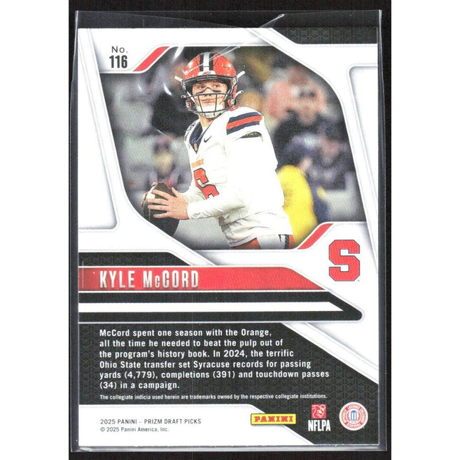Kyle McCord 2025 Panini Prizm Draft Picks #116 Syracuse Orange