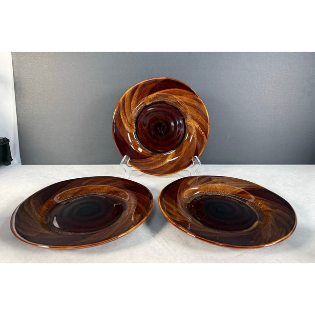 Sakura Port of Call 8" Tortoise Shell Brown Salad Dinner Plates Set of 3