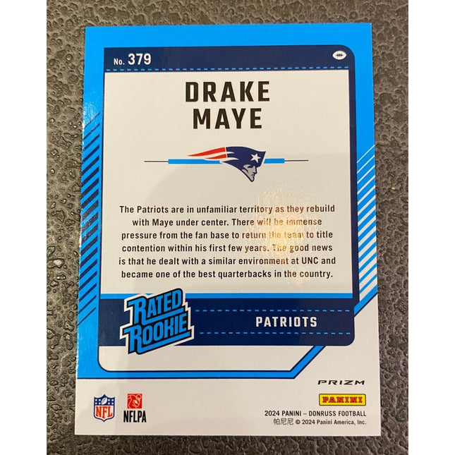 2024 Panini Donruss Red Wave Prizm Drake Maye #379 Rated Rookie RC Patriots
