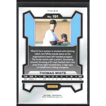 Thomas White 2024 Panini Prizm Silver Prizms #191 Miami Marlins