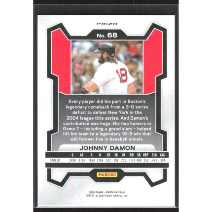 Johnny Damon 2024 Panini Prizm Blue Ice Prizms #68 Boston Red Sox