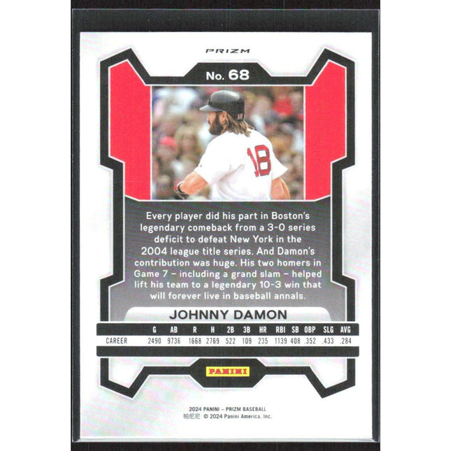 Johnny Damon 2024 Panini Prizm Blue Ice Prizms #68 Boston Red Sox