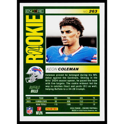 Keon Coleman 2024 Panini Encore #263 RC Buffalo Bills