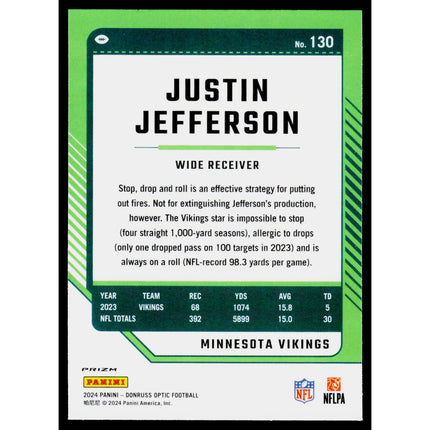 Justin Jefferson 2024 Donruss Optic Stars #130 Minnesota Vikings