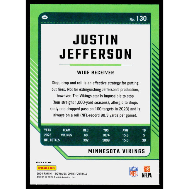 Justin Jefferson 2024 Donruss Optic Stars #130 Minnesota Vikings