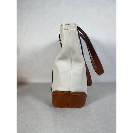 Coach Hampton Leather Bucket Tote Shoulder Bag F11201 Off White/Tan MSRP $398