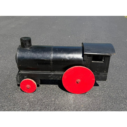 Handmade Wooden Train Engine Locomotive Folk Art Toy Display Piece 29"