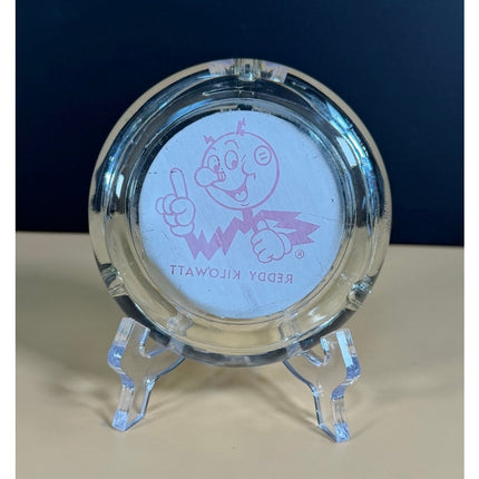 Vintage Reddy Kilowatt Glass Round Ashtray 4.5" Advertising Collectible