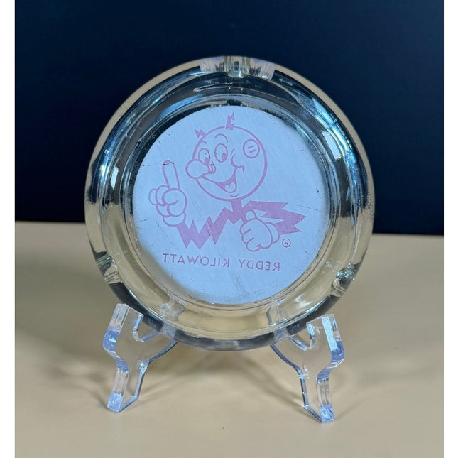 Vintage Reddy Kilowatt Glass Round Ashtray 4.5" Advertising Collectible