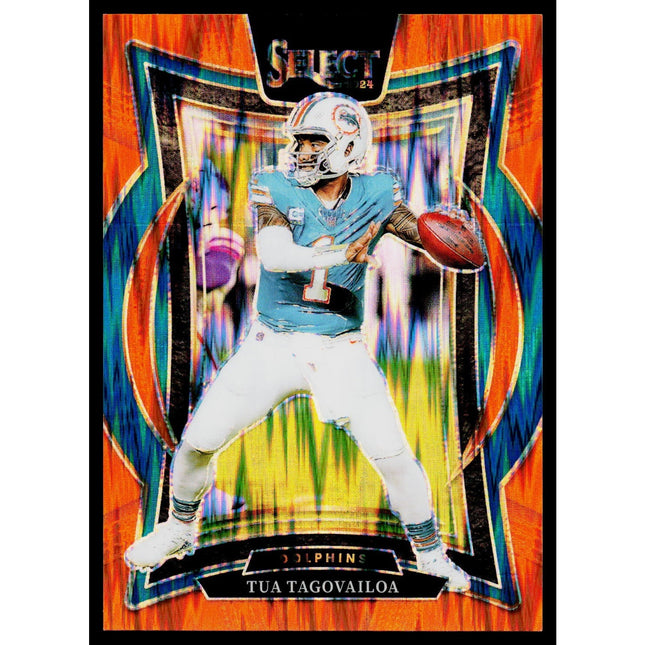Tua Tagovailoa 2024 Panini Select Orange Prizm Shock #99 SN Miami Dolphins