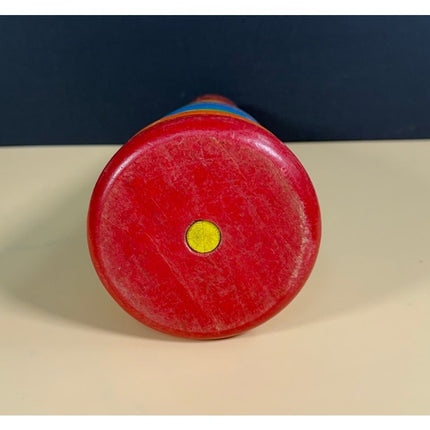 Vintage Playskool Wooden Rainbow Ring Stacking Tower Toy with 11 Pieces
