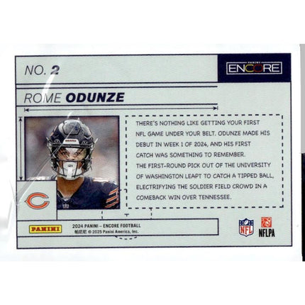 Rome Odunze 2024 Panini Encore Blue Prints #2 Chicago Bears