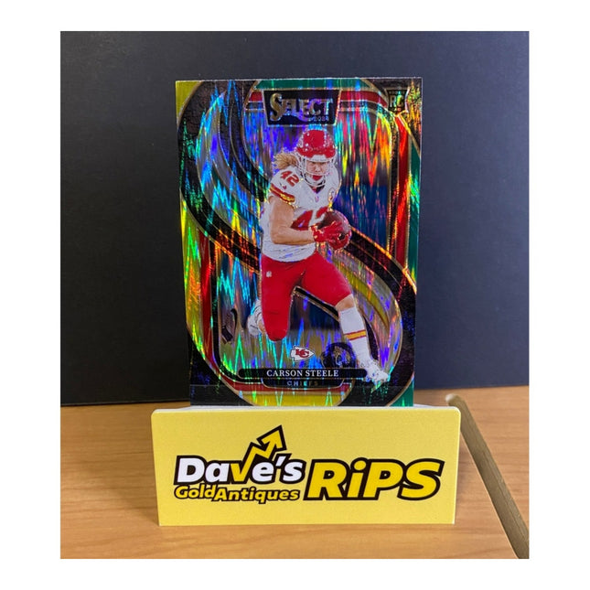 2024 Panini Select Carson Steele RC #142 Chiefs Premier Level Shock Rookie