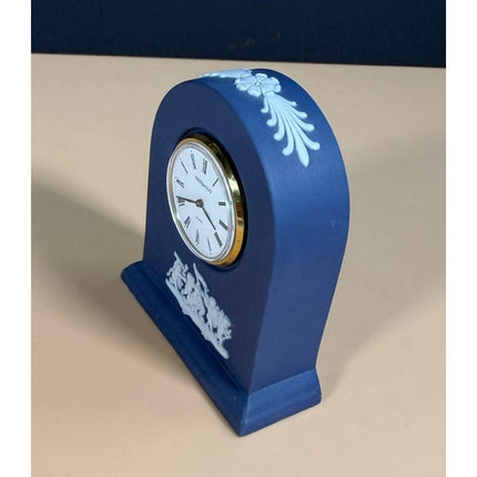 Wedgwood Blue Jasperware Clock with Original Box 3.25" Mantel Desk Clock