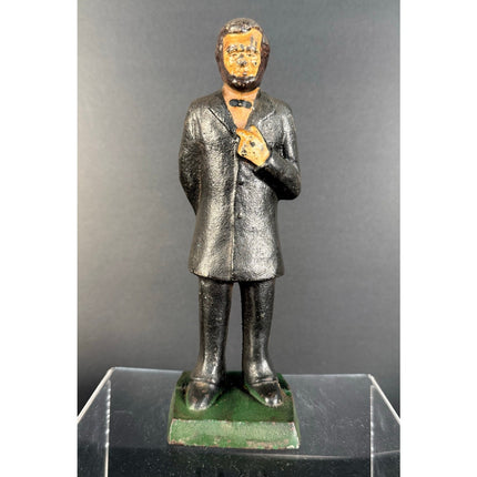 Rare Antique Cast Iron Honest Abe Abraham Lincoln Figural Painted 7" Doorstop