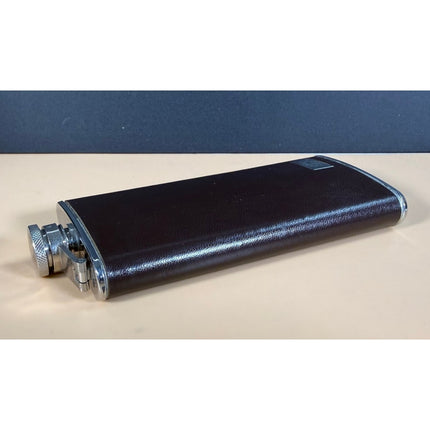 Vintage Whiskey Hip Flask 5 oz Maroon Leather Cover Monogrammed 6¼"
