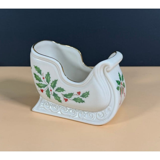 Lenox Santa Sleigh Holiday Porcelain Figurine Collectible 5"