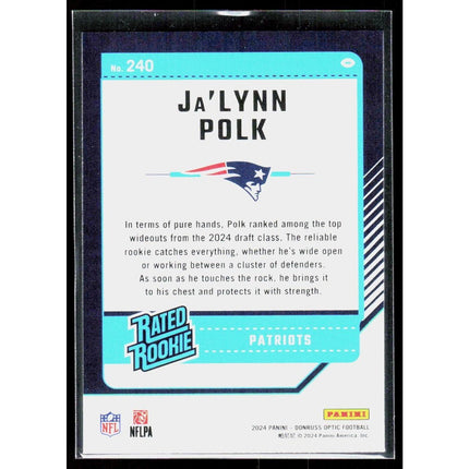 #240 RC Ja'Lynn Polk 2024 Donruss Optic New England Patriots