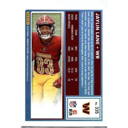 Jaylin Lane 2025 Donruss #335 RC Washington Commanders
