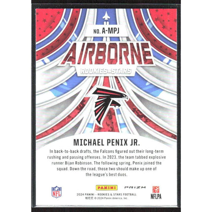 Michael Penix Jr. 2024 Panini Rookies & Stars Airborne Longevity #A-MPJ Falcons