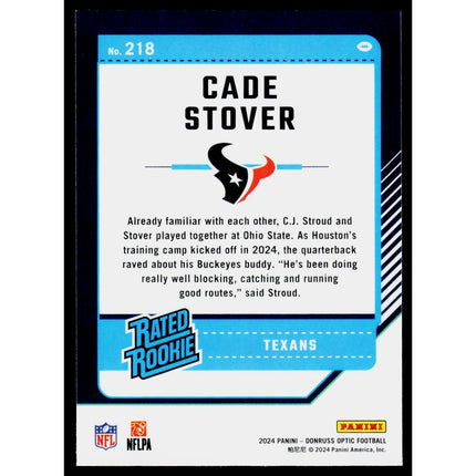 Cade Stover 2024 Donruss Optic #218 RC, Rookie Houston Texans