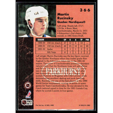 Martin Rucinsky 1991-92 Parkhurst #366 RC Quebec Nordiques