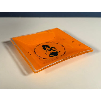 Vintage Playboy Club Orange Glass Ashtray Dish Collectible 4"