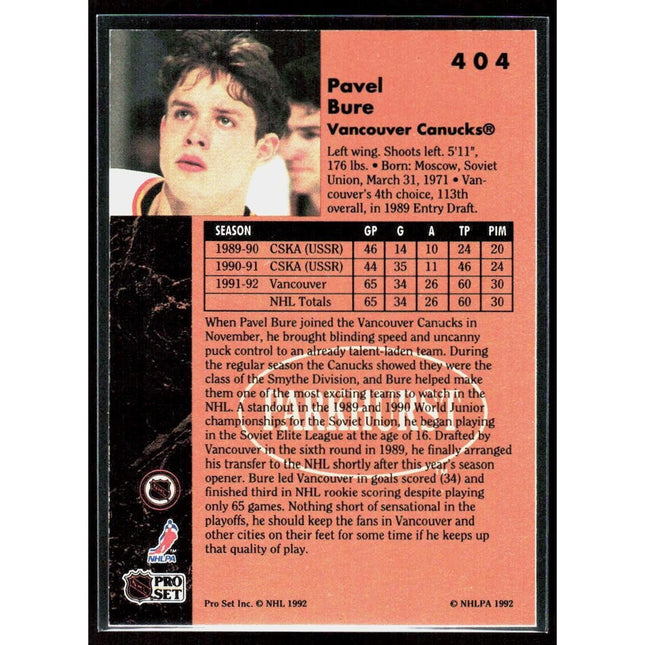 Pavel Bure 1991-92 Parkhurst #404 Vancouver Canucks