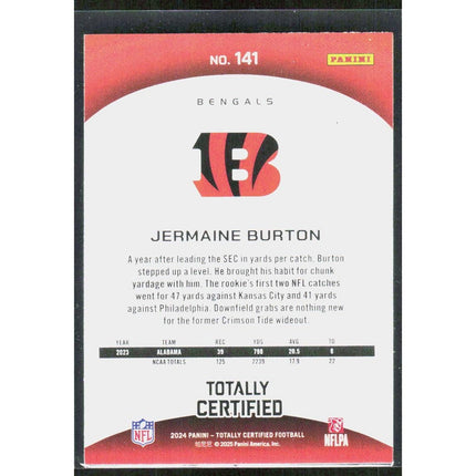 Jermaine Burton 2024 Panini Totally Certified #141 RC Cincinnati Bengals