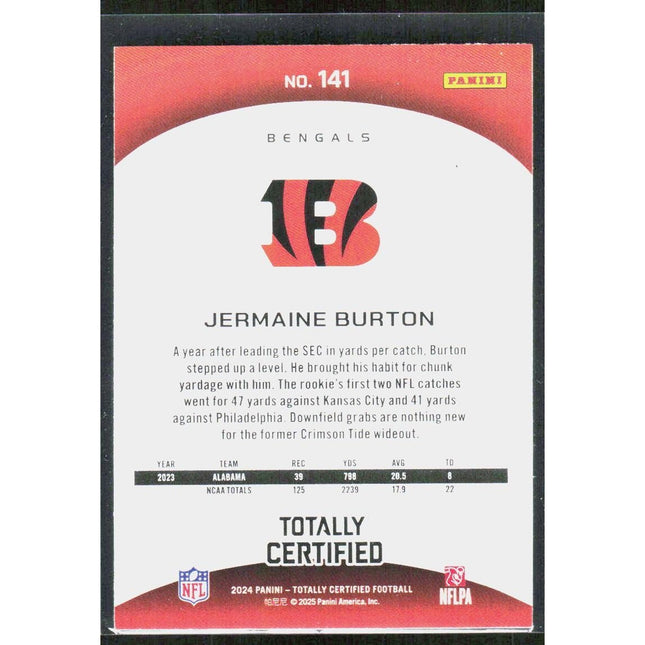 Jermaine Burton 2024 Panini Totally Certified #141 RC Cincinnati Bengals