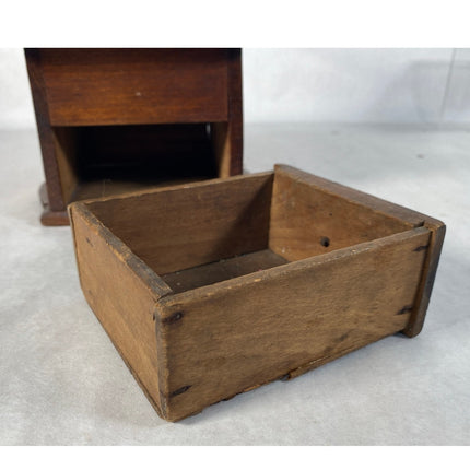 Antique Wooden Inlaid Coffee Grinder – Early 20th Century Hand-Crank Mill