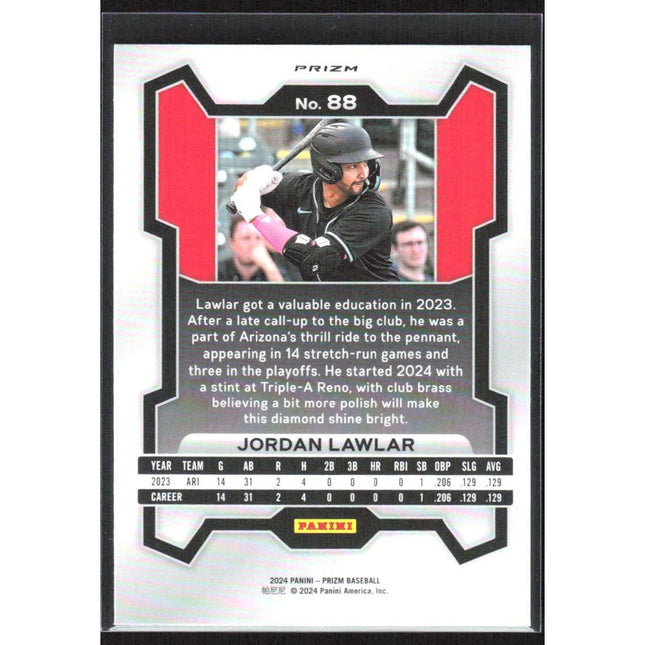 Jordan Lawlar 2024 Panini Prizm Silver Prizms #88 Arizona Diamondbacks