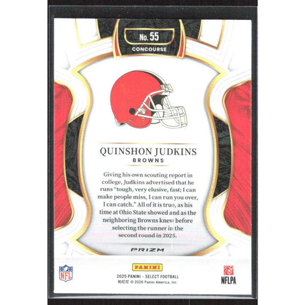 Quinshon Judkins 2025 Panini Select Pink Prizm Shock #55 Cleveland Browns