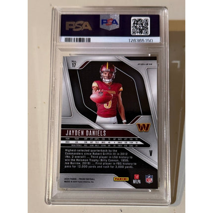 2024 Prizm #17 Jayden Daniels Silver Rookie Variation PSA 9