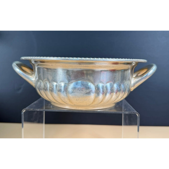 USN International Silver Soldered Serving Bowl 9" Vintage