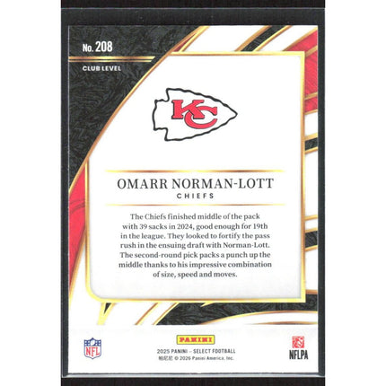 Omarr Norman-Lott 2025 Panini Select #208 Kansas City Chiefs
