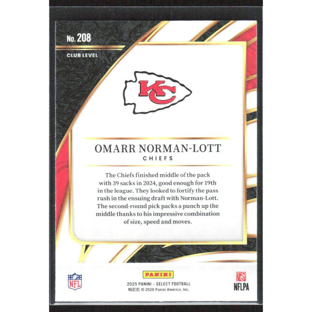 Omarr Norman-Lott 2025 Panini Select #208 Kansas City Chiefs