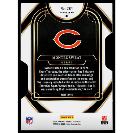 Montez Sweat 2024 Panini Select Silver Prizm Die Cut #284 Chicago Bears