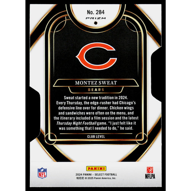 Montez Sweat 2024 Panini Select Silver Prizm Die Cut #284 Chicago Bears