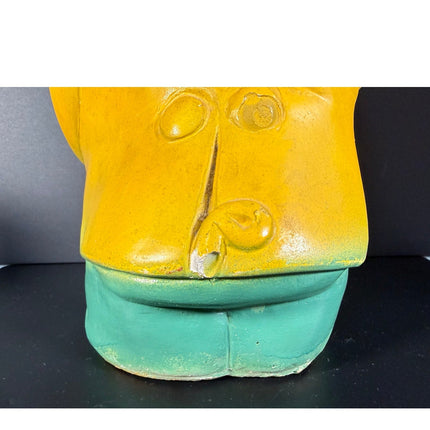 Vintage Clown Pig 11" Carnival Chalkware Figurine with Sparkles Collectible