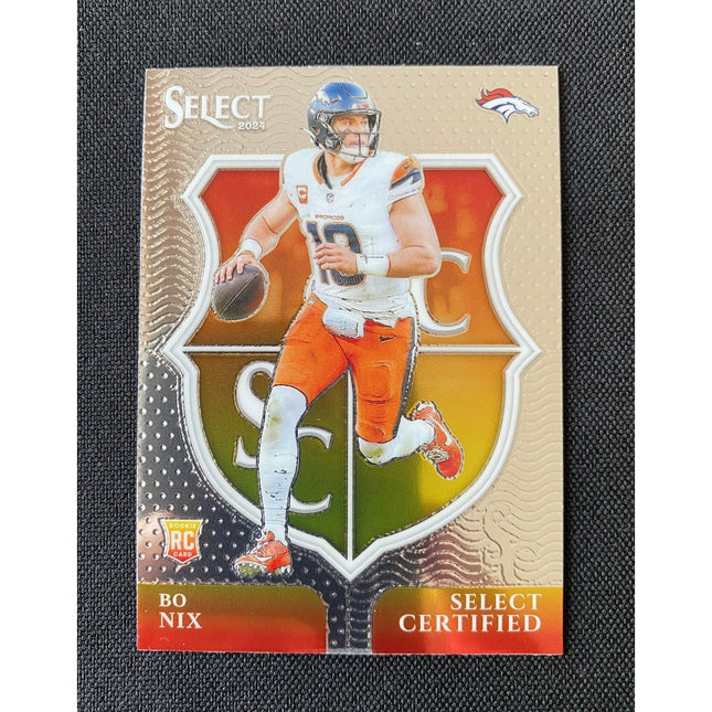 Bo Nix 2024 Panini Select #4 RC Rookie Card Certified Rookie Broncos